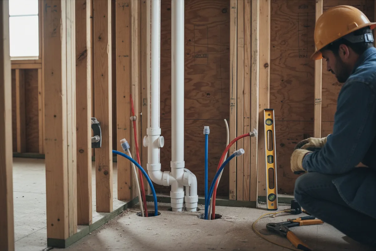 Drain and supply rough-in during Leak Detection in Woodson