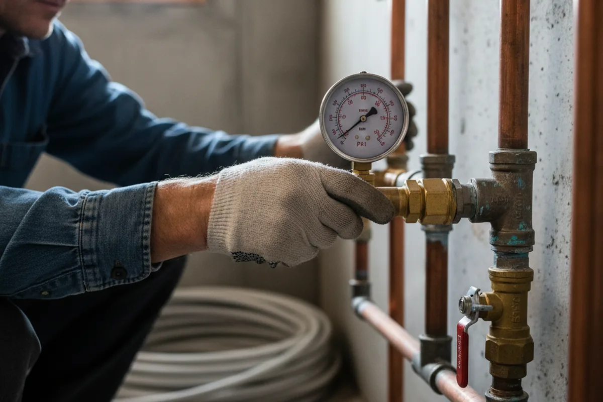 Pressure testing a repaired line during Water Line Repair in Woodson
